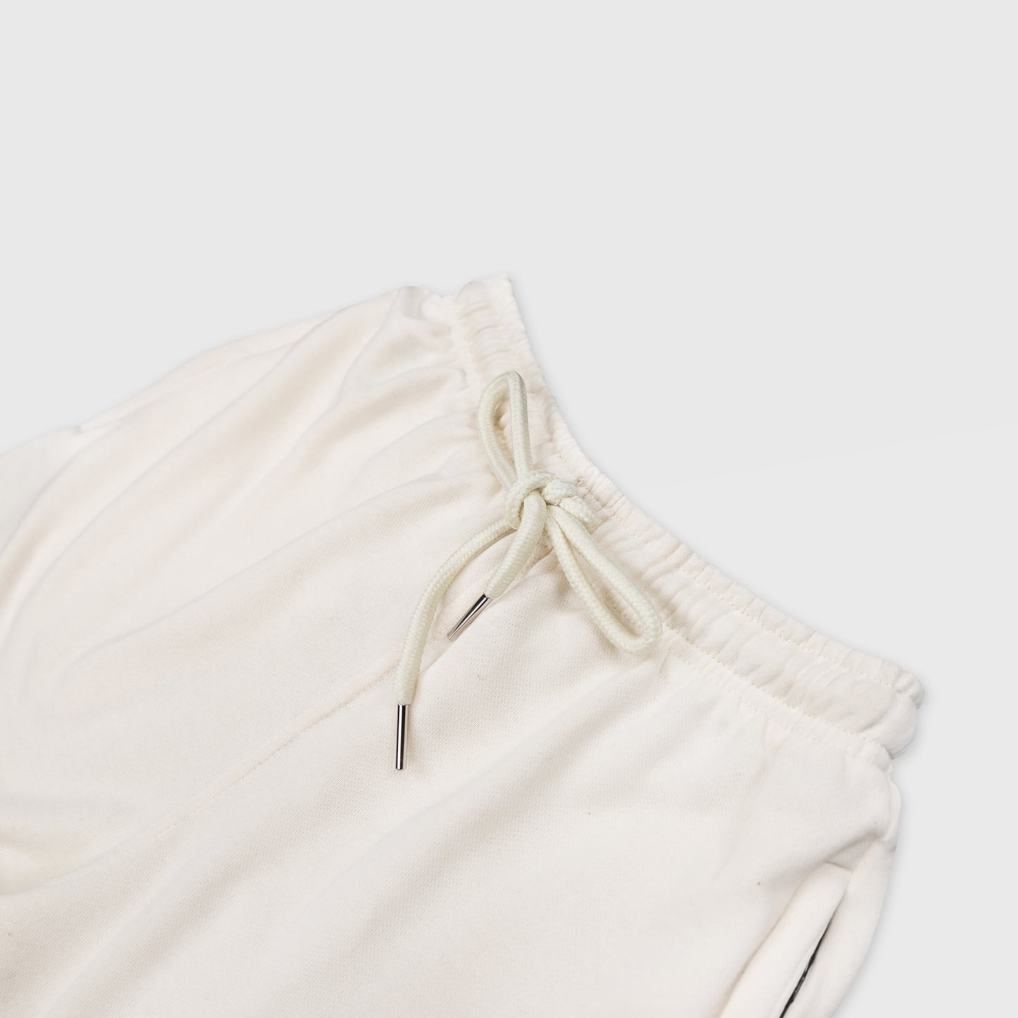 VANILLA SOLID SWEAT SHORTS WITH BLACK TERK EMBROIDERED LOGO