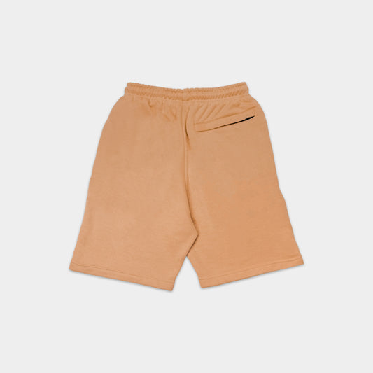 CAMEL SOLID SWEAT SHORTS WITH WHITE TERK EMBROIDERED LOGO
