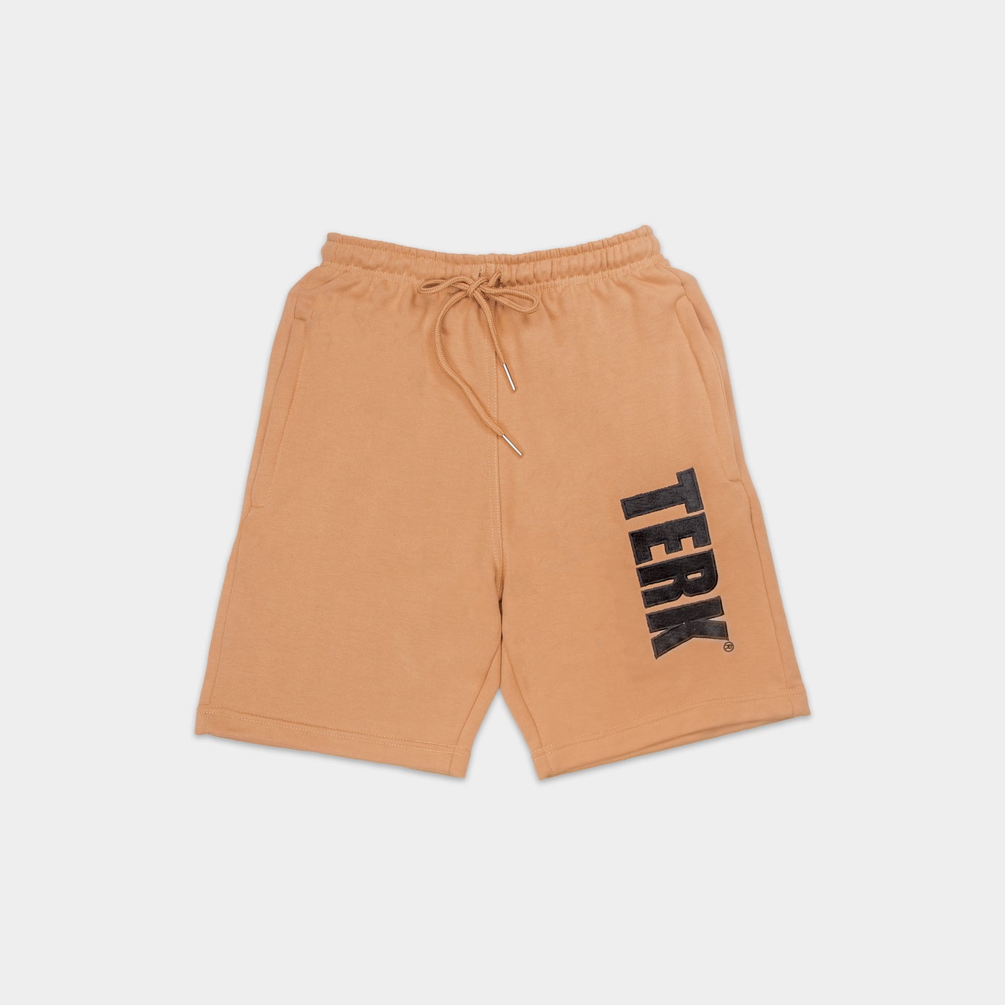 CAMEL SOLID SWEAT SHORTS WITH BLACK TERK EMBROIDERED LOGO