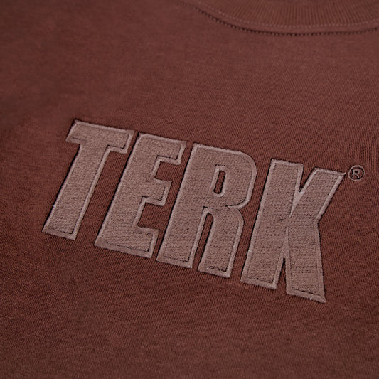 BROWN TERK CHOCOLATE CREWNECK WITH EMBROIDERED LOGO