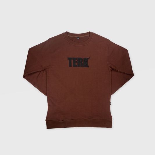 BLACK TERK CHOCOLATE CREWNECK WITH EMBROIDERED LOGO