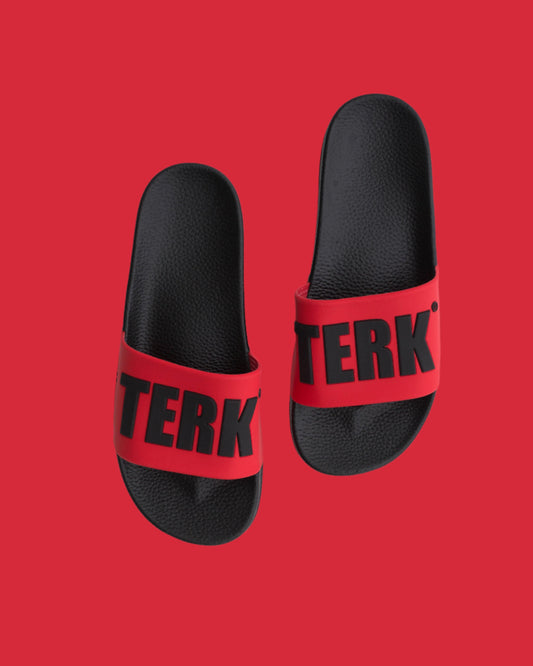 BLACK/RED 3D BLACK TERK LOGO SLIDE