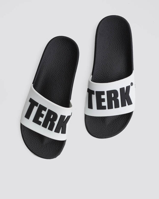 WHITE 3D BLACK TERK LOGO SLIDE