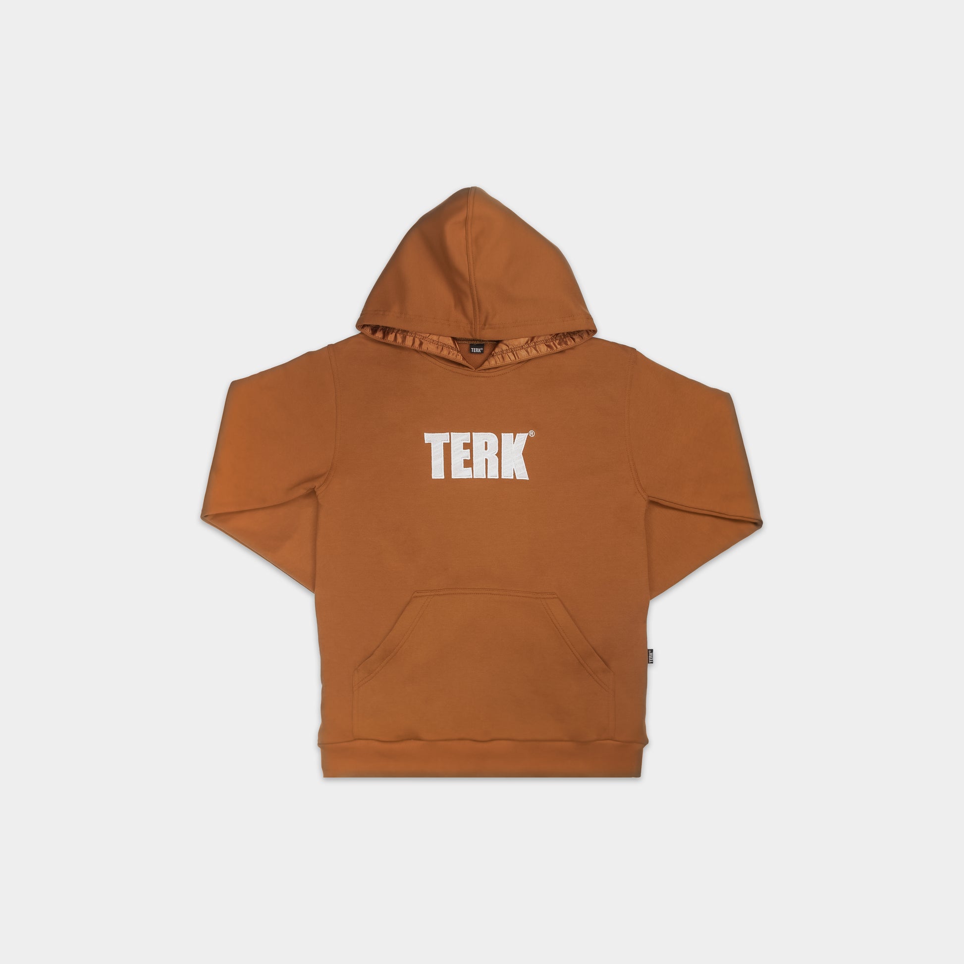 WHITE TERK SADDLE HOODIE WITH EMBROIDERED LOGO