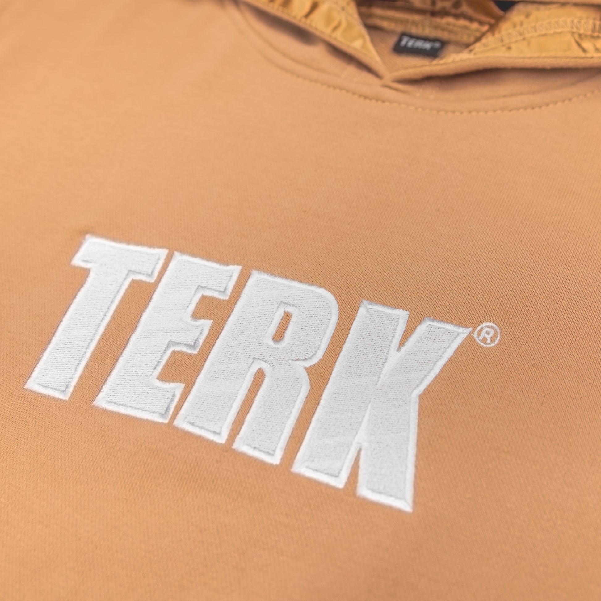 White Terk Camel Hoodie with Embroidered Logo