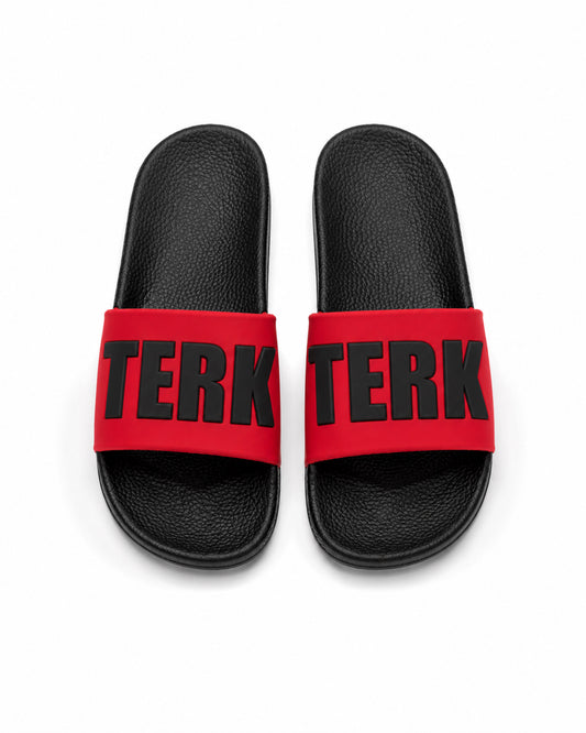 BLACK/RED 3D BLACK TERK LOGO SLIDE
