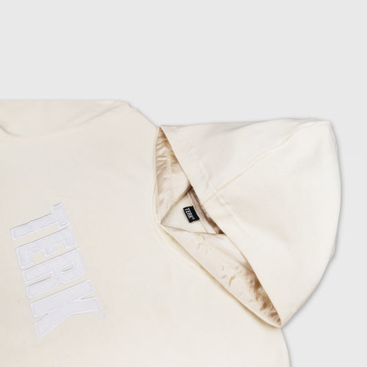 WHITE TERK VANILLA HOODIE WITH EMBROIDERED LOGO