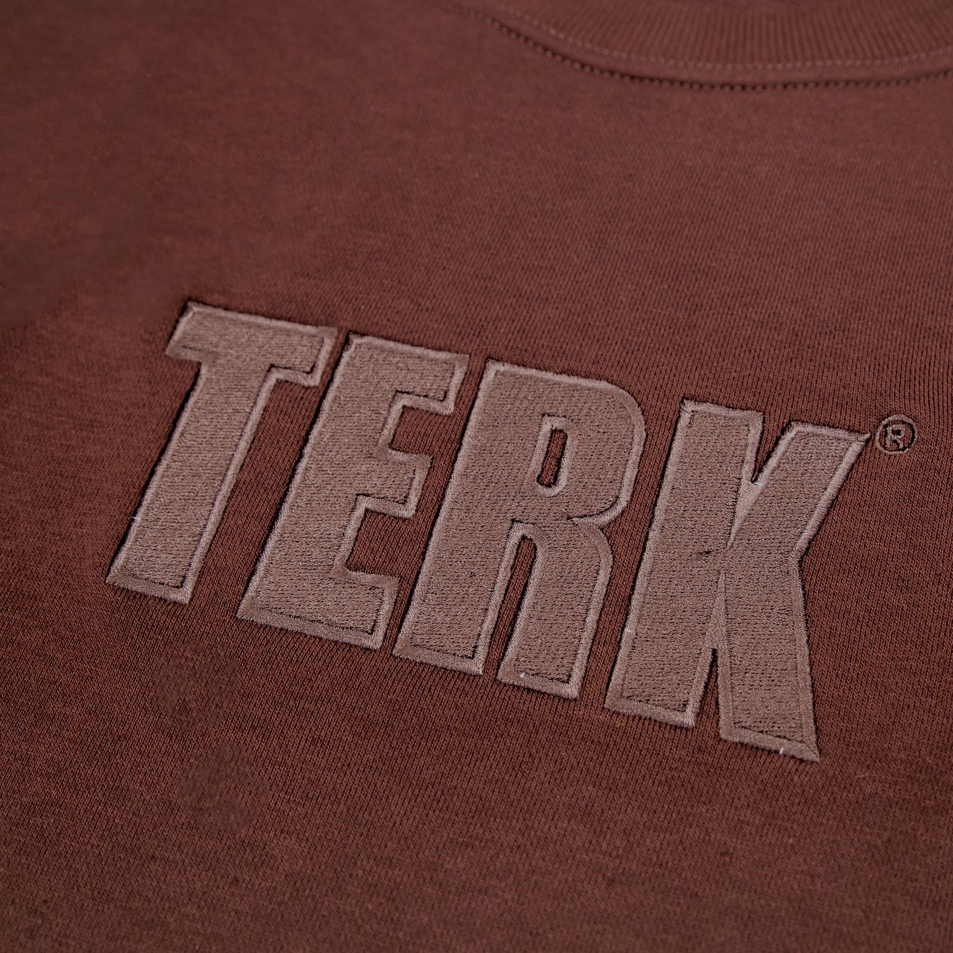 BROWN TERK CHOCOLATE CREWNECK WITH EMBROIDERED LOGO
