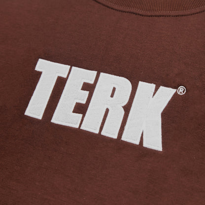 WHITE TERK CHOCOLATE CREWNECK WITH EMBROIDERED LOGO