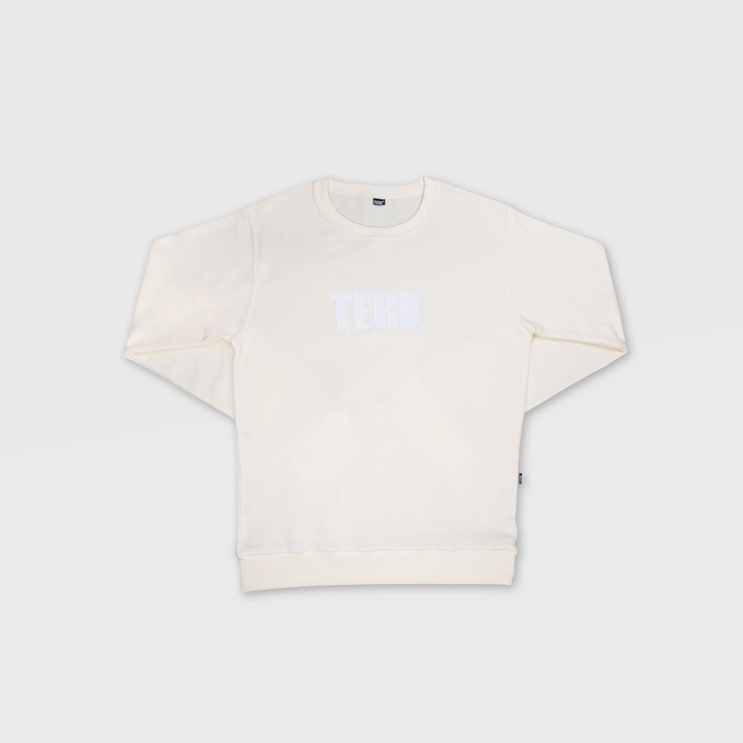 WHITE TERK VANILLA CREWNECK WITH EMBROIDERED LOGO