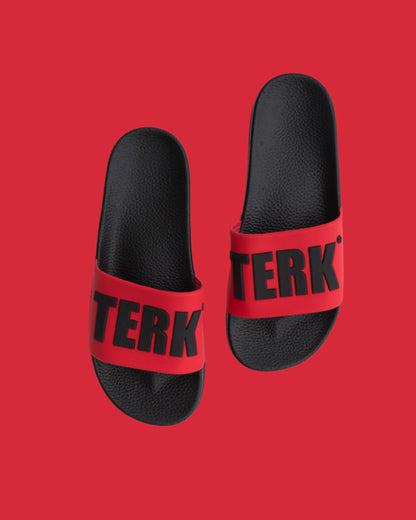 BLACK/RED 3D BLACK TERK LOGO SLIDE