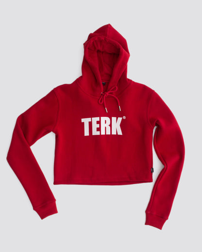 WHITE TERK RALLY CROP HOODIE
